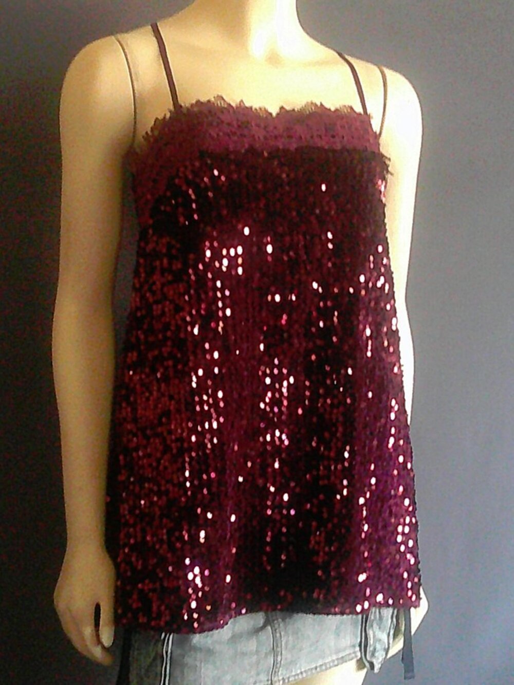 Free People Intimately Free NWT Fig Jam Burgundy Sequin That Girl Mini Dress Sm - Picture 4 of 13